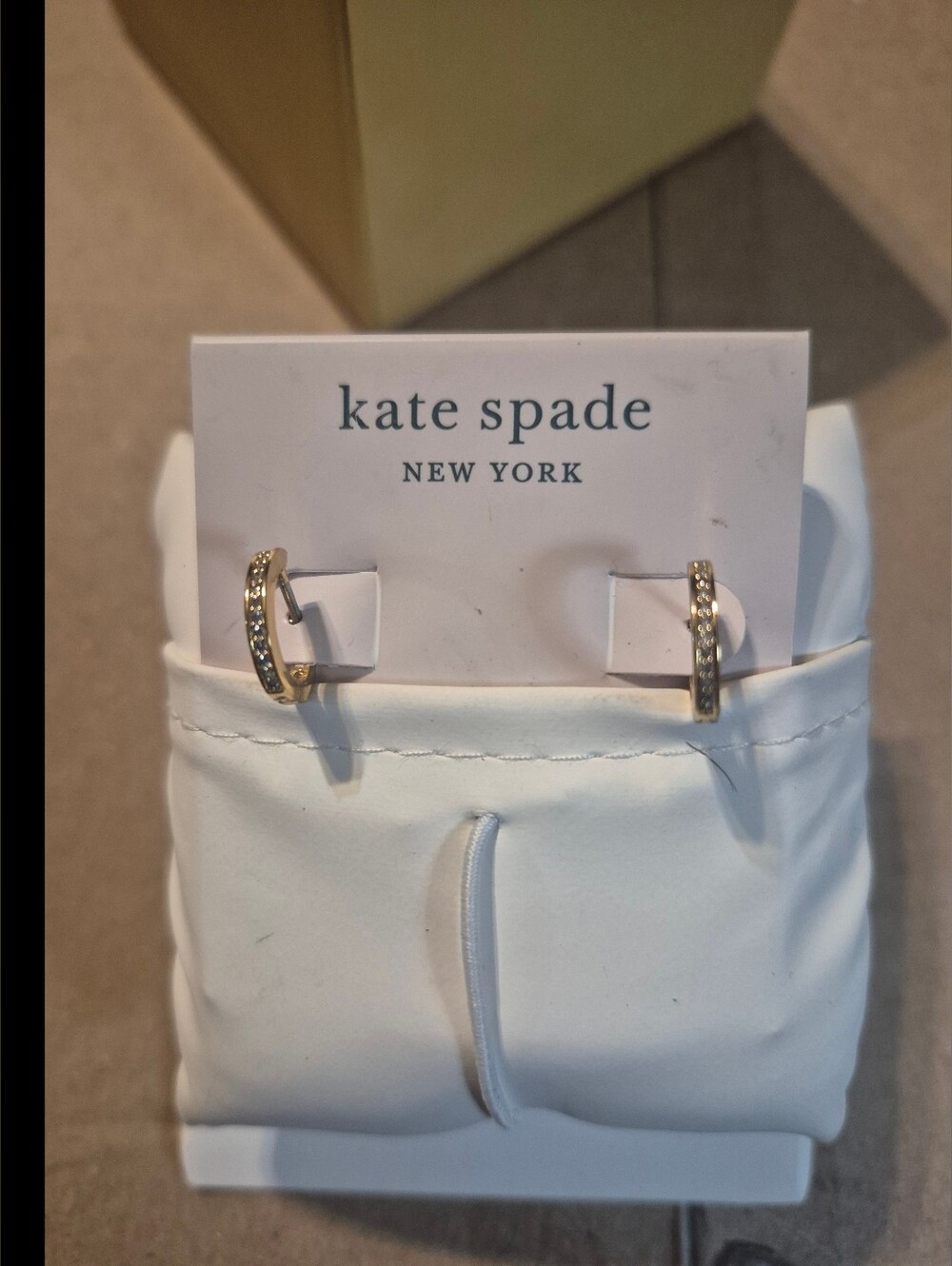 kate spade Gold Crystal Huggie Hoop Earrings